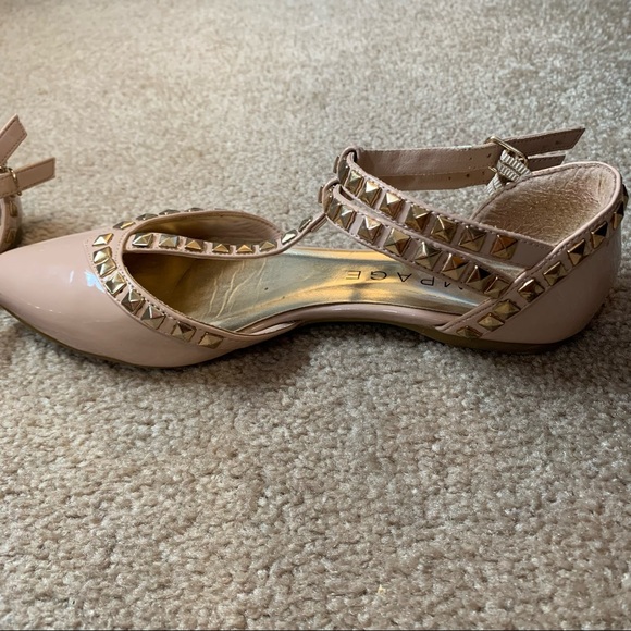 Rampage Studded Nude Flats - Picture 2 of 6